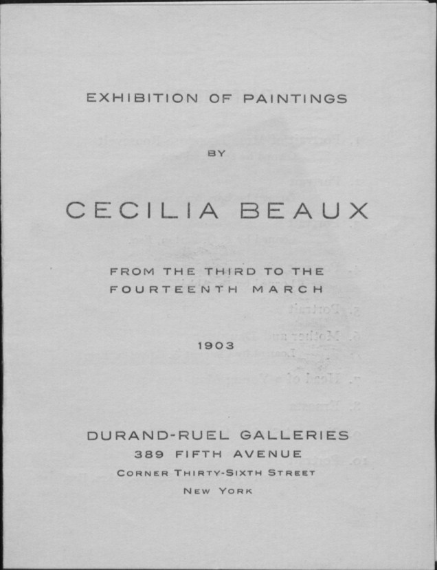 Cecilia Beaux at Durand-Ruel 1903 front